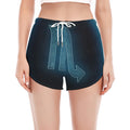 Blue Scorpio Zodiac Sign Print Women's Split Running Shorts