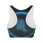 Blue Scorpio Zodiac Sign Print Women's Sports Bra