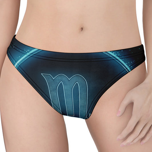Blue Scorpio Zodiac Sign Print Women's Thong