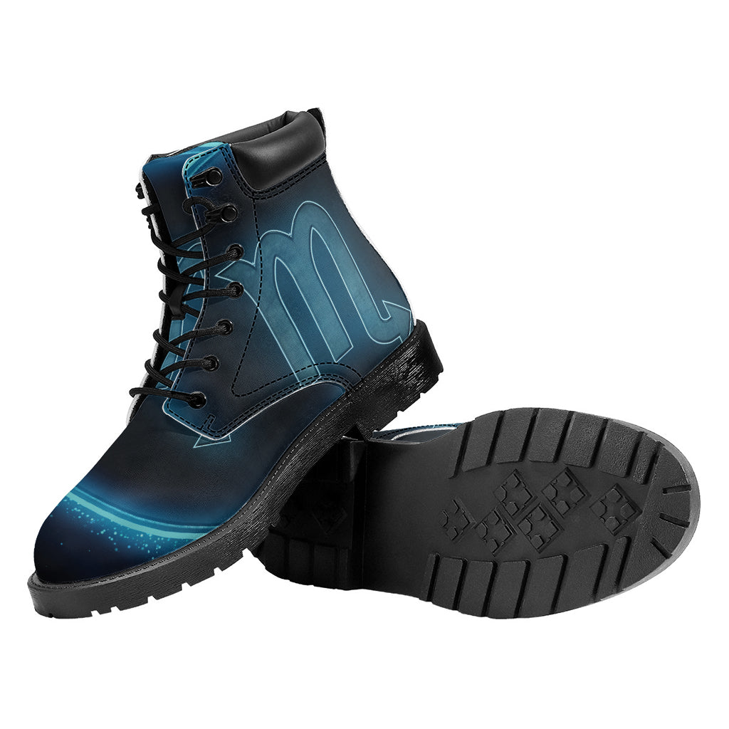 Blue Scorpio Zodiac Sign Print Work Boots