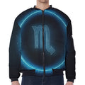 Blue Scorpio Zodiac Sign Print Zip Sleeve Bomber Jacket