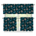 Blue Sea Turtle Pattern Print 3 Piece Kitchen Curtains