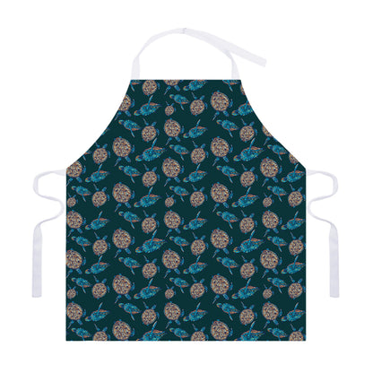 Blue Sea Turtle Pattern Print Adjustable Apron