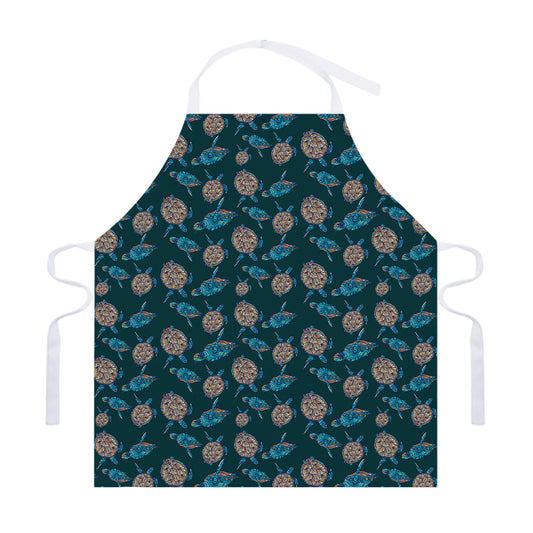 Blue Sea Turtle Pattern Print Adjustable Apron