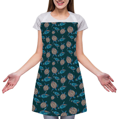 Blue Sea Turtle Pattern Print Adjustable Apron