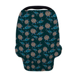 Blue Sea Turtle Pattern Print Baby Seat Cover