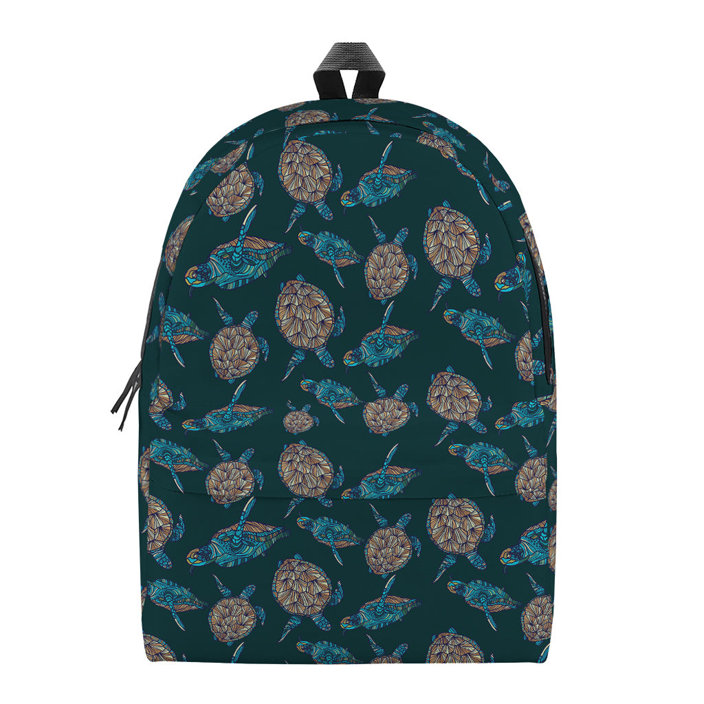 Blue Sea Turtle Pattern Print Backpack