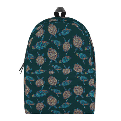 Blue Sea Turtle Pattern Print Backpack