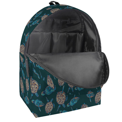 Blue Sea Turtle Pattern Print Backpack