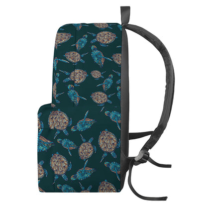 Blue Sea Turtle Pattern Print Backpack