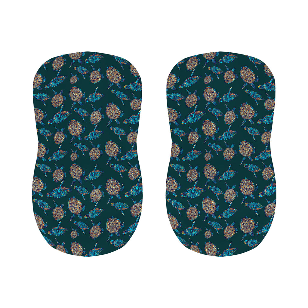 Blue Sea Turtle Pattern Print Bar Stool Covers