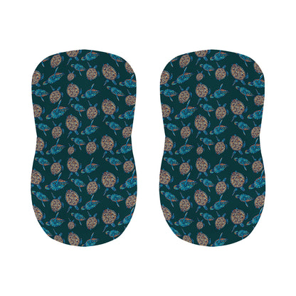 Blue Sea Turtle Pattern Print Bar Stool Covers