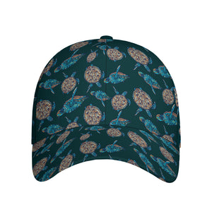 Blue Sea Turtle Pattern Print Baseball Cap