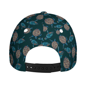 Blue Sea Turtle Pattern Print Baseball Cap