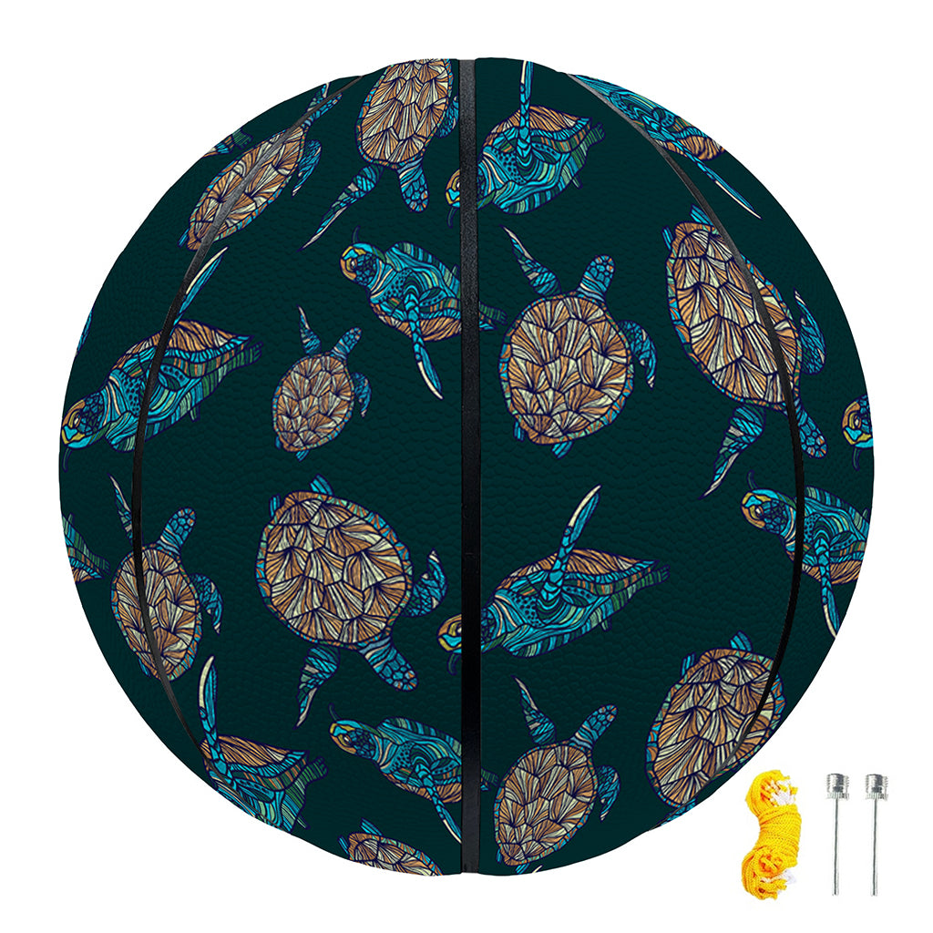 Blue Sea Turtle Pattern Print Basketball