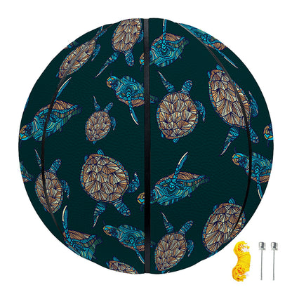 Blue Sea Turtle Pattern Print Basketball