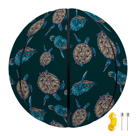 Blue Sea Turtle Pattern Print Basketball