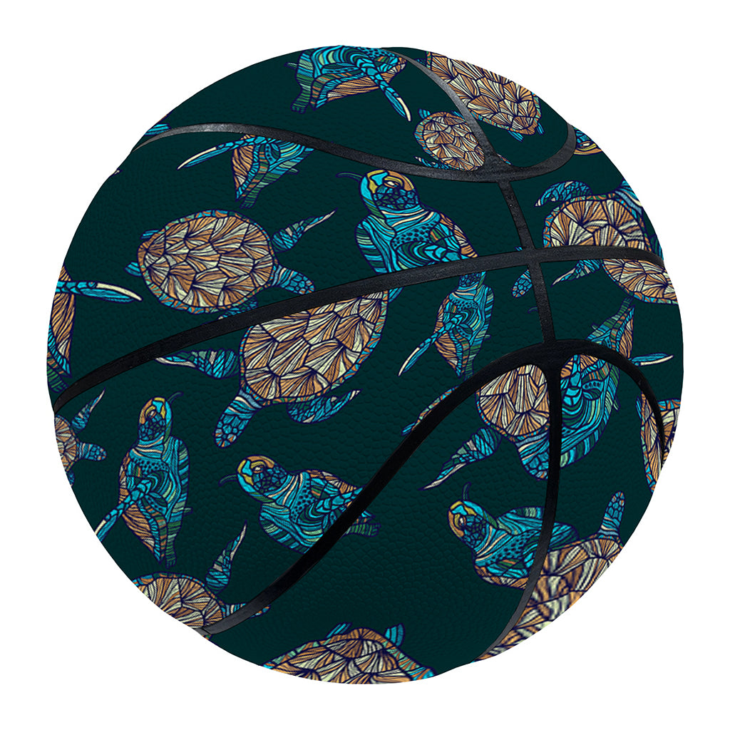 Blue Sea Turtle Pattern Print Basketball