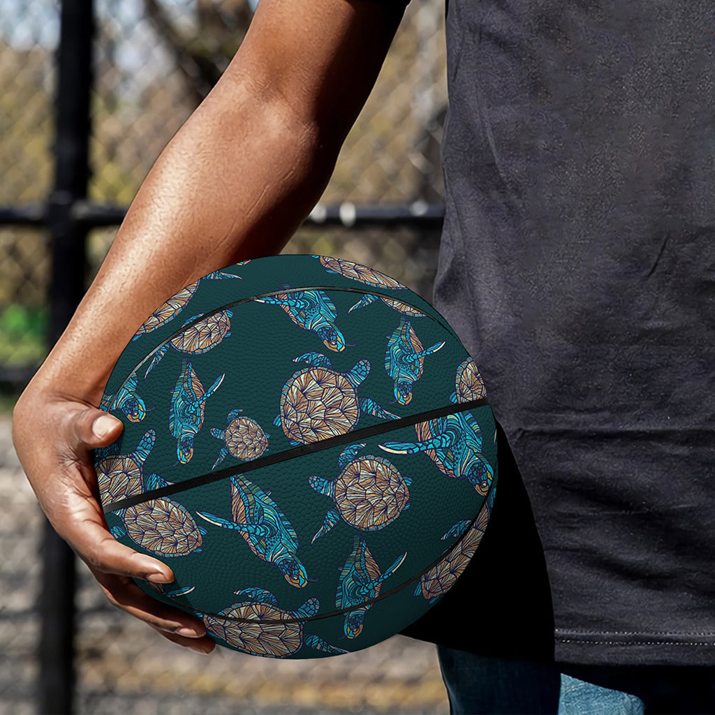 Blue Sea Turtle Pattern Print Basketball