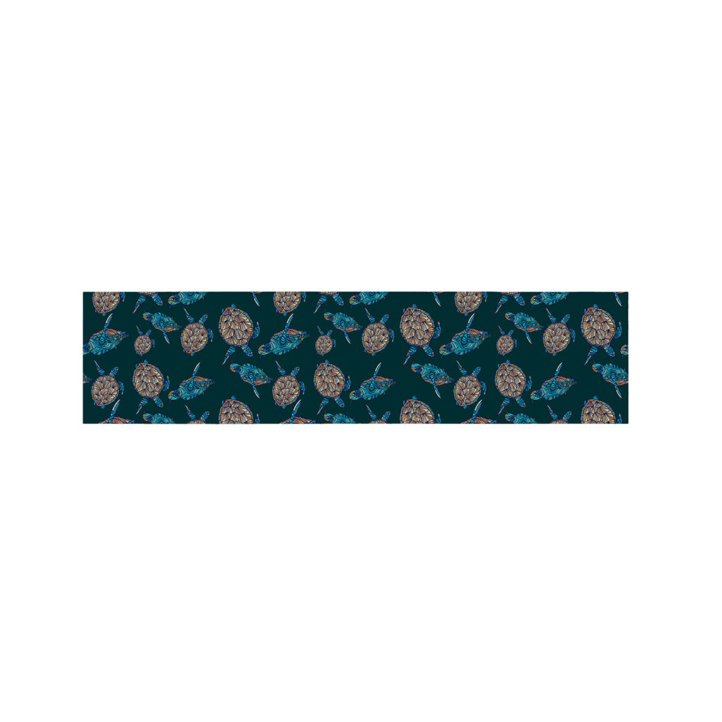 Blue Sea Turtle Pattern Print Bed Runner