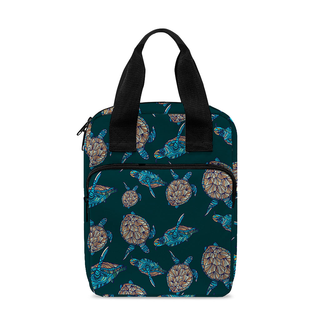 Blue Sea Turtle Pattern Print Bible Tote Bag