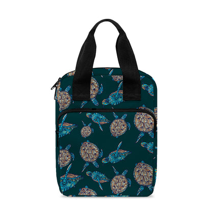 Blue Sea Turtle Pattern Print Bible Tote Bag