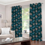 Blue Sea Turtle Pattern Print Blackout Grommet Curtains