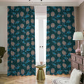 Blue Sea Turtle Pattern Print Dimout Pencil Pleat Curtains