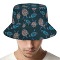 Blue Sea Turtle Pattern Print Bucket Hat