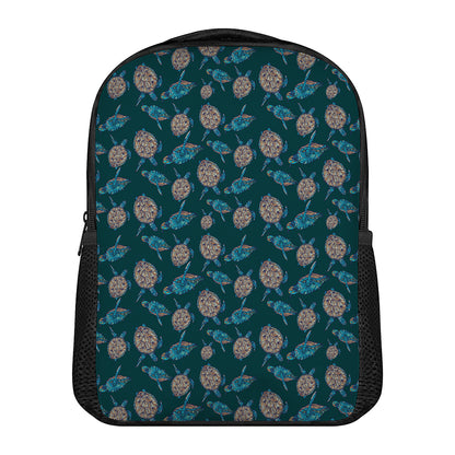 Blue Sea Turtle Pattern Print Casual Backpack