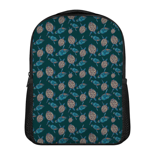 Blue Sea Turtle Pattern Print Casual Backpack