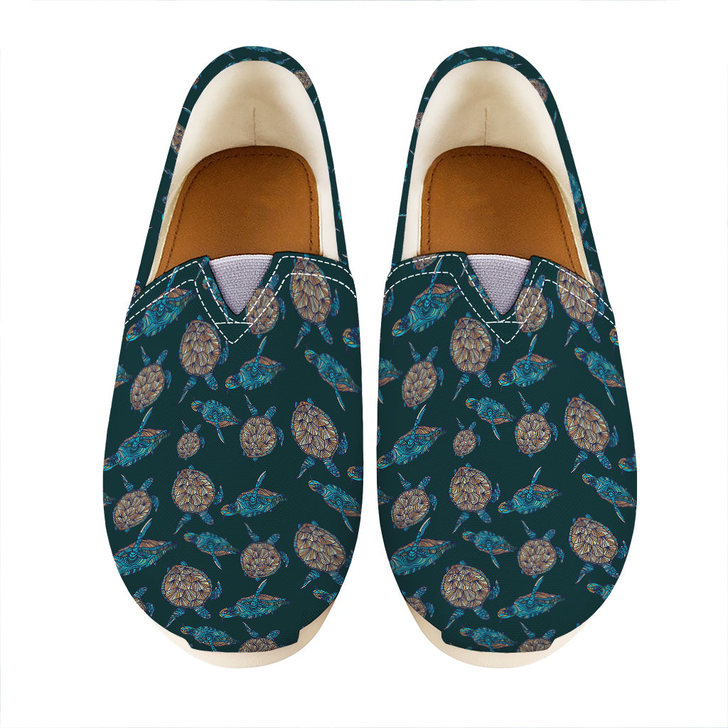Blue Sea Turtle Pattern Print Casual Shoes