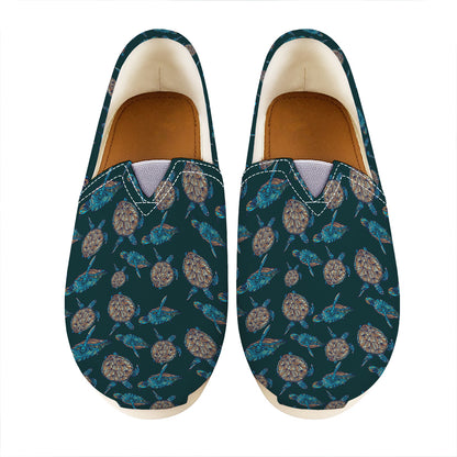 Blue Sea Turtle Pattern Print Casual Shoes