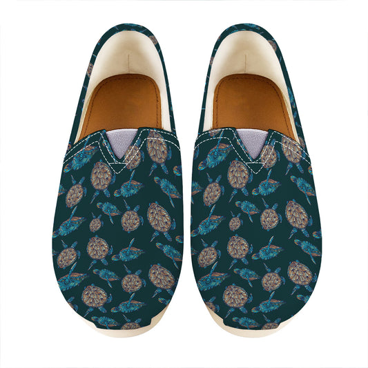 Blue Sea Turtle Pattern Print Casual Shoes