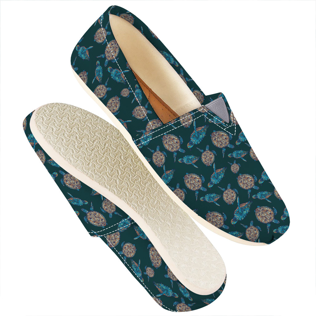 Blue Sea Turtle Pattern Print Casual Shoes