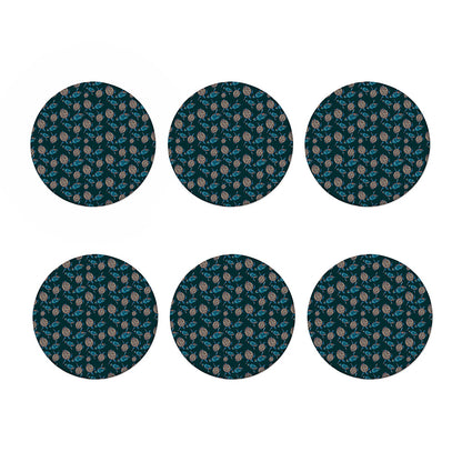 Blue Sea Turtle Pattern Print Coaster Set