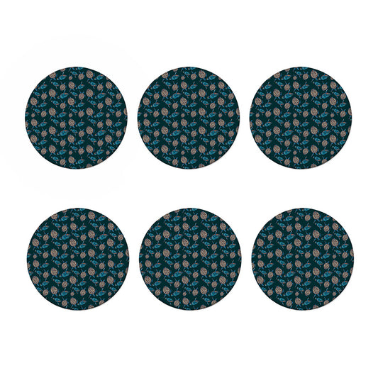 Blue Sea Turtle Pattern Print Coaster Set
