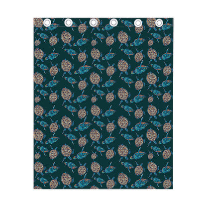 Blue Sea Turtle Pattern Print Curtain