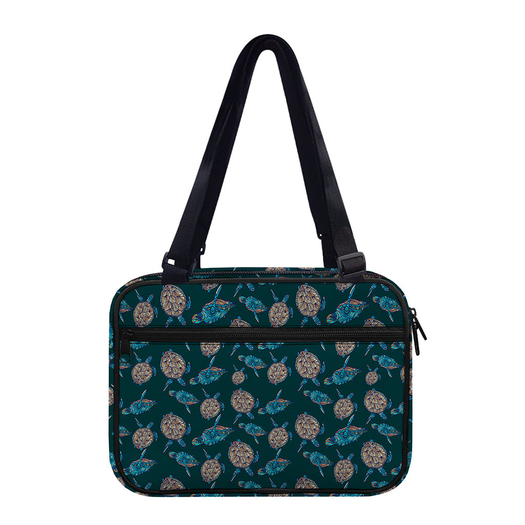 Blue Sea Turtle Pattern Print Double Strap Bible Bag