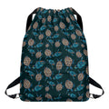 Blue Sea Turtle Pattern Print Drawstring Backpack