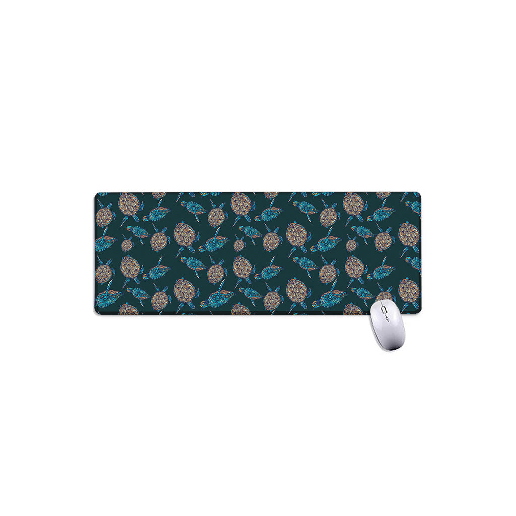 Blue Sea Turtle Pattern Print Extended Mouse Pad