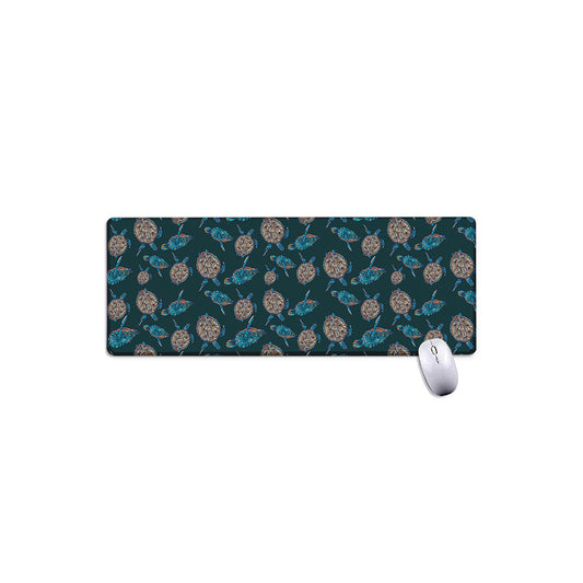 Blue Sea Turtle Pattern Print Extended Mouse Pad