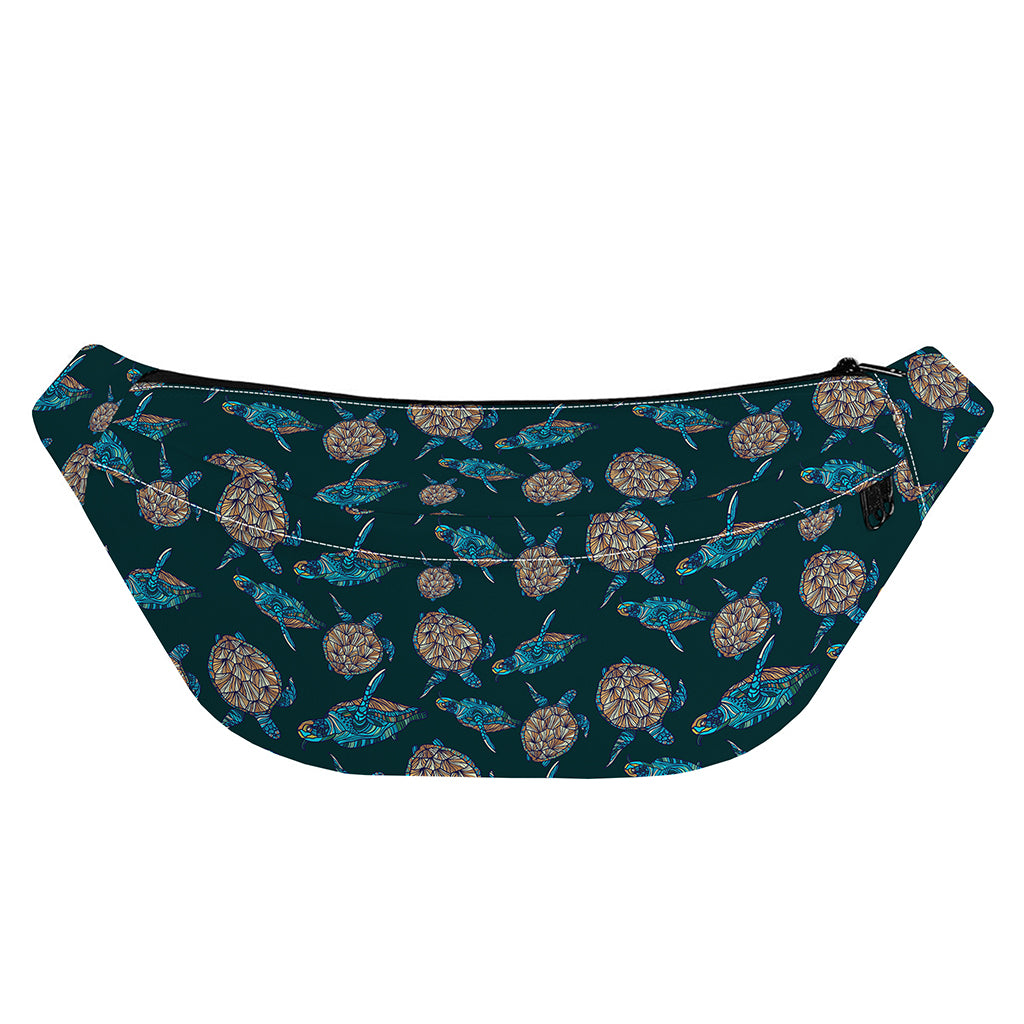 Blue Sea Turtle Pattern Print Fanny Pack