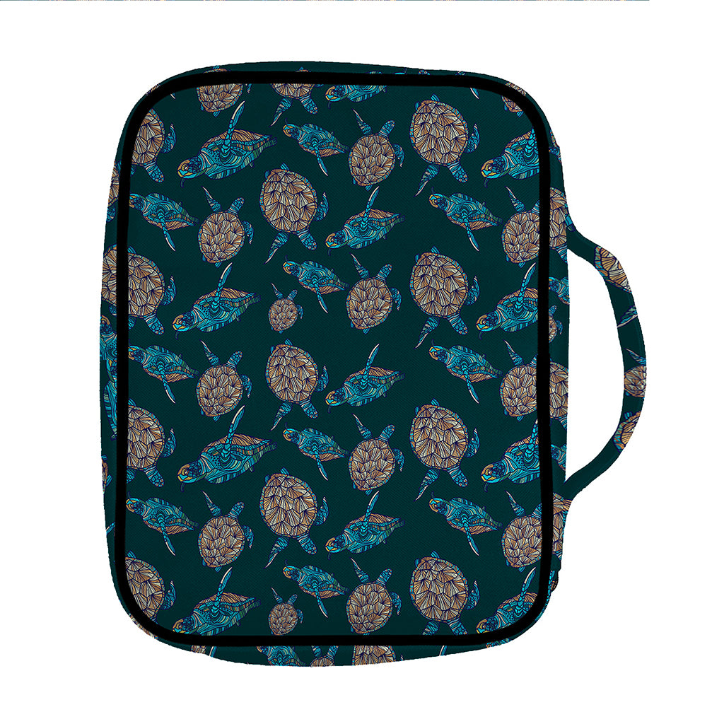 Blue Sea Turtle Pattern Print Front Pocket Bible Bag