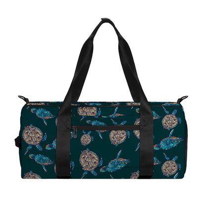 Blue Sea Turtle Pattern Print Gym Bag