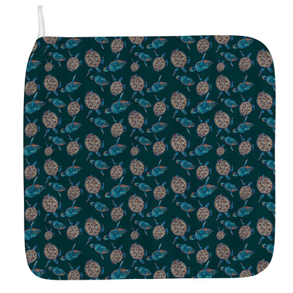 Blue Sea Turtle Pattern Print Hand Towel