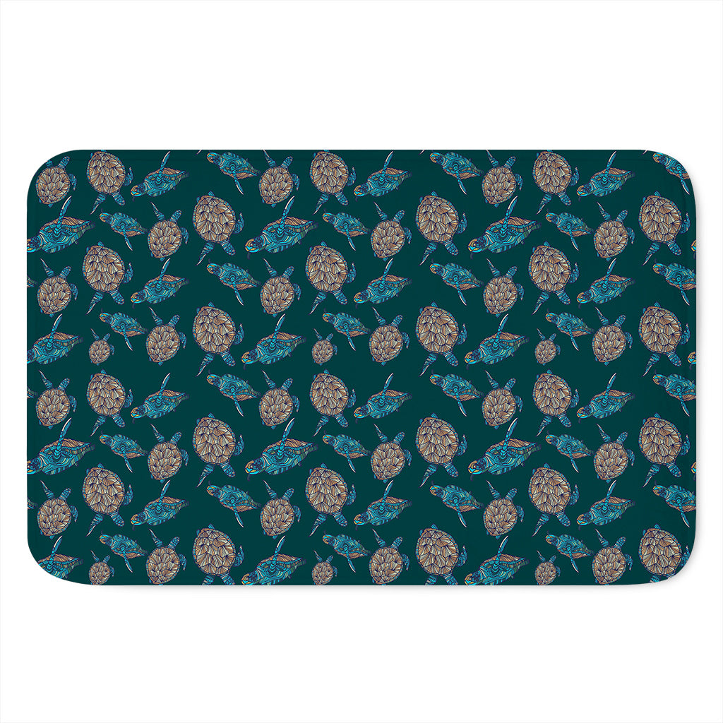 Blue Sea Turtle Pattern Print Indoor Door Mat