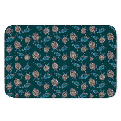 Blue Sea Turtle Pattern Print Indoor Door Mat