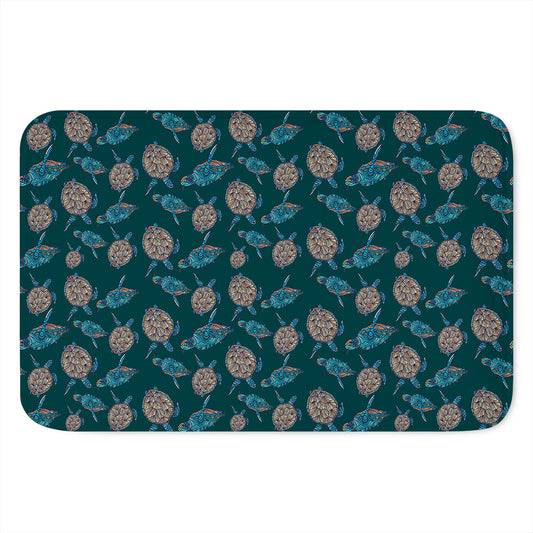 Blue Sea Turtle Pattern Print Indoor Door Mat