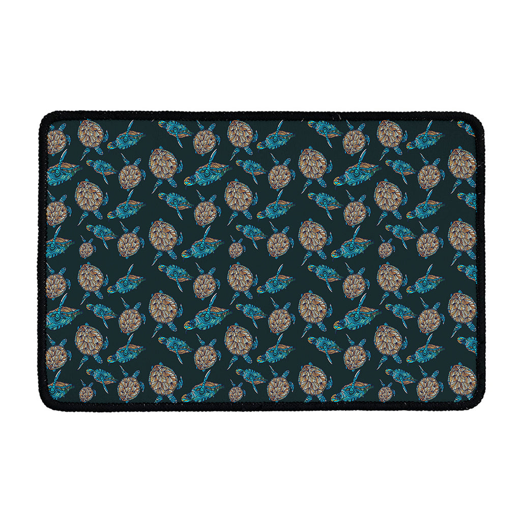 Blue Sea Turtle Pattern Print Kitchen Mat